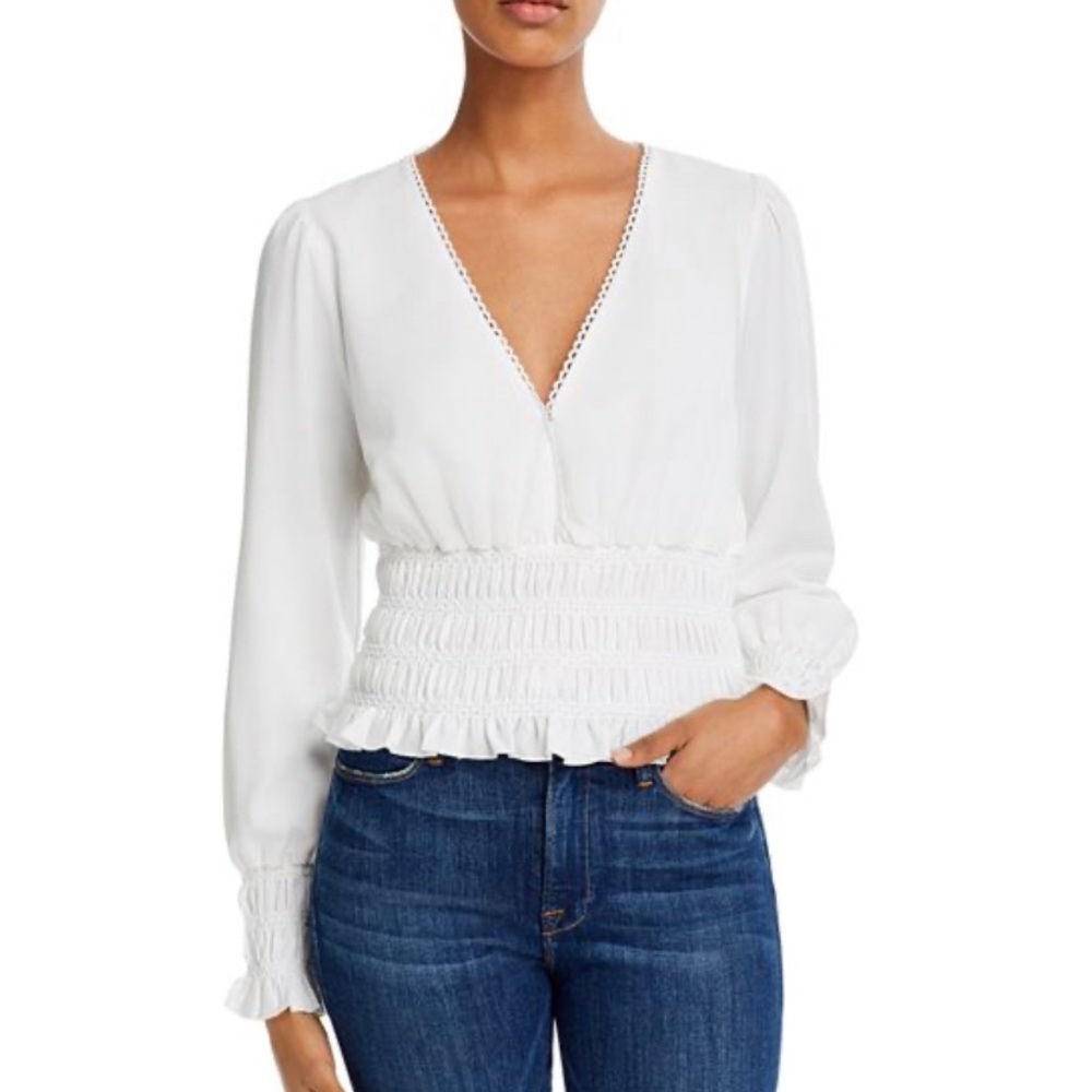 NWT Wayf Delancy Smocked Top in Ivory